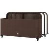 Outsunny PE Rattan Pool Float Storage Organizer with Wheels, Brown