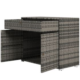 Outsunny Pool Area Organizer Cabinet Waterproof PE Wicker with Drawer Gray for Outdoor Swimming Gear Storage