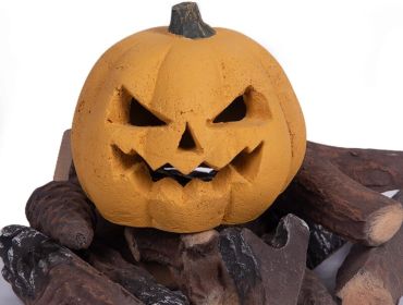 Pumpkin Gas Log, Ceramic Fire Lgs for Ventless & Vent Free, Propane, Gel, Ethanol, Electric, Outdoor Fireplace Fire Pit, Halloween DÃ©cor,1-Pack