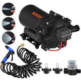 VEVOR RV Water Pump 5.3 GPM 5.5 Gallons Per Minute 12V Water Pump Automatic 70 PSI Diaphragm Pump with 25 Foot Coiled Hose Washdown Pumps for Boats Ca