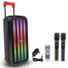 5 Core 8 Inch Bluetooth DJ Speaker 3 Way Boom Box Party Speakers Karaoke Machine Portable PA Bocina for Singing with 2 Wireless Microphone + Light PLB