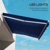 Outsunny 13' x 10' Electric Awning with LED Lights, Retractable Awning, UV40+ Sun Shade Shelter with Remote Controller and Crank Handle for Deck