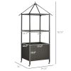 Outsunny Towel Valet Caddy Beige Rolling PE Rattan Wicker Storage on Wheels Covered Poolside Towel Holder with Shelf Basket