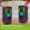Portable Wireless Party Speaker with 7 Colorful Lights Remote Control Party Speaker with TWS Function FM Radio USB MMC Card Reading Aux In Recording F