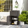 Outsunny Outdoor Towel Rack for Pool w/ Drawer & Cabinet, Dark Brown