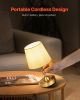 Cordless Table Lamp Rechargeable Battery Small Desk Lamp Fabric Shade Gold