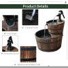 Wood Freestanding Fountain with 2 Tier Waterfall Barrel, Electric Pump for Garden Decor, Lawn, Backyard