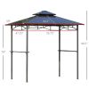 Outsunny 8' x 5' BBQ Gazebo, Outdoor BBQ Canopy with 2 Side Shelves, and Double Layer PC Roof, UV/Rain Resistant, Sturdy Frame, Brown