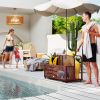 Outsunny PE Rattan Pool Float Storage Organizer with Wheels, Mixed Brown