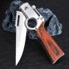 Survival Tactical Knife - Stainless Steel Blade with Finger Grooves, Pocket Clip & Thumb Hole - Outdoor Essential for Men & Bushcraft Enthusiasts