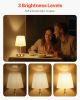 Cordless Table Lamp Rechargeable Battery Small Desk Lamp Fabric Shade Gold