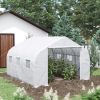 Outsunny Outdoor Walk-In Tunnel Greenhouse 12x10 ft with Roll-up Windows Zippered Door White PE Cover for Garden