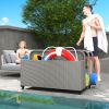 Outsunny PE Rattan Pool Float Storage Organizer with Wheels, Mixed Gray