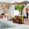 Outsunny Pool Float Storage, Pool Caddy, with Wheels, 43.25" L x 22.5" W x 28" H, Brown