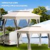 11ft x 11ft Pop Up Canopy, Outdoor Patio Gazebos Shelter Beige-AS