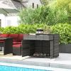 Outsunny Pool Area Organizer Cabinet Waterproof PE Wicker with Drawer Gray for Outdoor Swimming Gear Storage