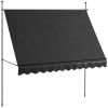 Outsunny Manual Retractable Awning, 118" Non-Screw Freestanding Patio Sun Shade Shelter with Support Pole Stand and UV Resistant Fabric, for Window