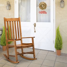 Outdoor/Indoor Rocking Chair, Square Wooden Rocking Chair 68.5*86*115CM  RT (Color: wood color)