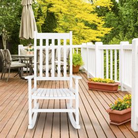 Outdoor/Indoor Rocking Chair, Square Wooden Rocking Chair 68.5*86*115CM  RT (Color: White)