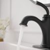 Single Handle Bathroom Faucet For One Hole with 3 Holes Deck Plate and Metal Drain In Matte Black