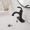 Single Handle Bathroom Faucet For One Hole with 3 Holes Deck Plate and Metal Drain In Matte Black