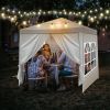 6.5x6.5FT Folding Canopy Tent with 4 Sidewalls 2 Zipper Doors and 2 Windows PE Fabric Outdoor Gazebo Shelter with Powder Coated Steel Frame Spiral Tub