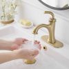 Single Handle Bathroom Faucet For One Hole with 3 Holes Deck Plate and Metal Drain In Matte Black