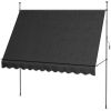 Outsunny Manual Retractable Awning, 118" Non-Screw Freestanding Patio Sun Shade Shelter with Support Pole Stand and UV Resistant Fabric, for Window